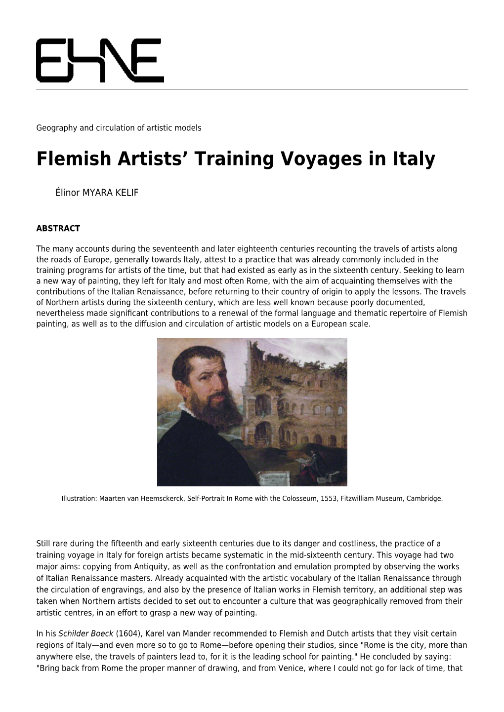 Flemish Artists' Training Voyages in Italy