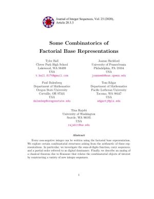 Some Combinatorics of Factorial Base Representations