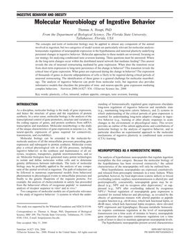 Molecular Neurobiology of Ingestive Behavior Thomas A