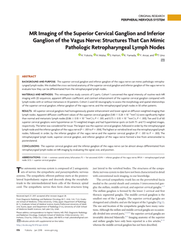 MR Imaging of the Superior Cervical Ganglion and Inferior Ganglion of the Vagus Nerve: Structures That Can Mimic Pathologic Retropharyngeal Lymph Nodes