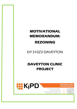 REZONING Erf 31023 DAVEYTON DAVEYTON CLINIC PROJECT
