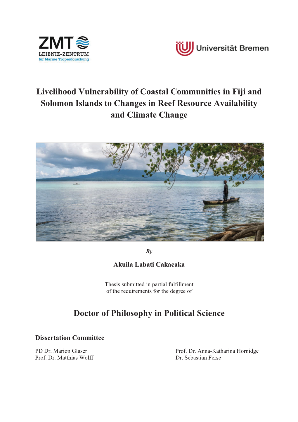 Livelihood Vulnerability of Coastal Communities in Fiji and Solomon Islands to Changes in Reef Resource Availability and Climate Change