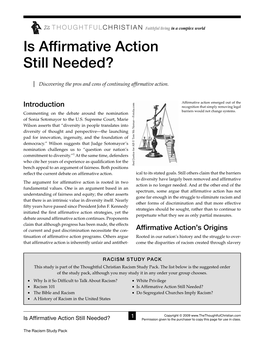 Is Affirmative Action Still Needed Handout