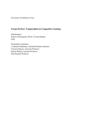 Temporalities in Competitive Gaming