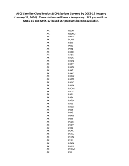 ASOS Satellite Cloud Product (SCP) Stations Covered by GOES-15 Imagery (January 23, 2020)