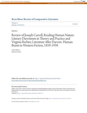 Review of Joseph Carroll, Reading Human Nature: Literary Darwinism