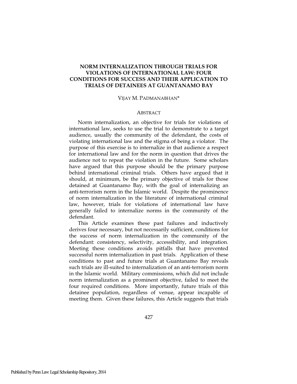 Norm Internationalization Through Trials for Violations of International Law: Four Conditions for Success and Their Application