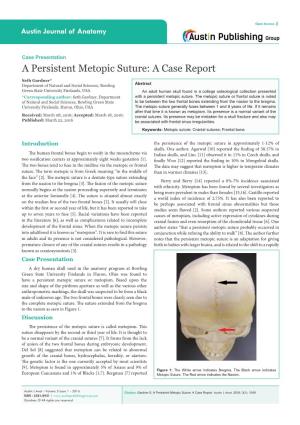 A Persistent Metopic Suture: a Case Report