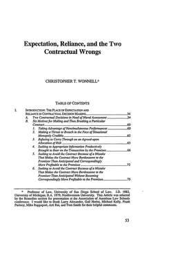 Expectation, Reliance, and the Two Contractual Wrongs