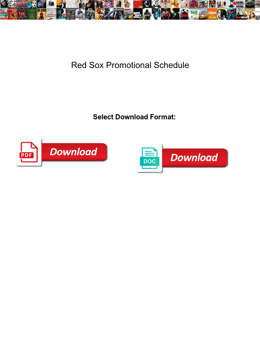 Red Sox Promotional Schedule