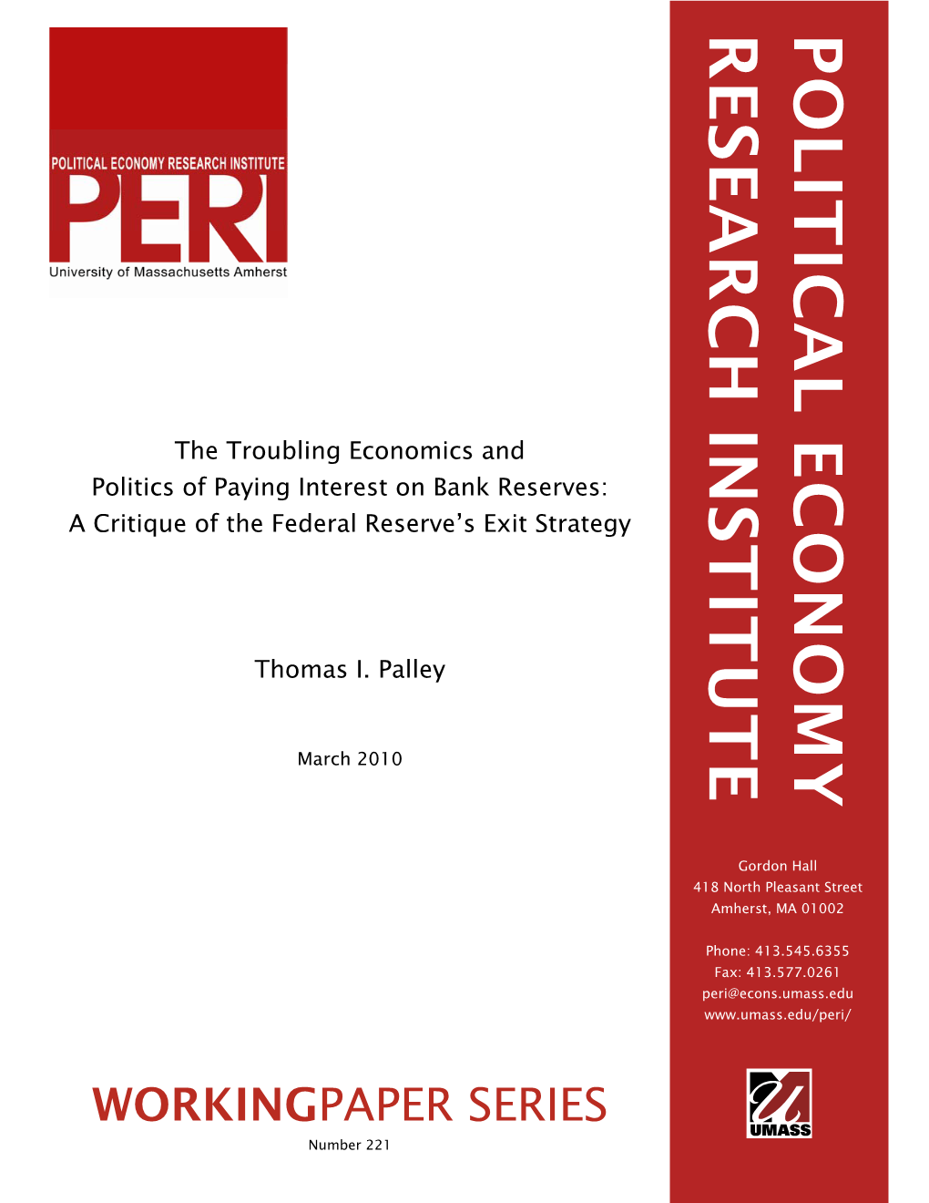 Critique of the Federal Reserve’S Exit Strategy a Critique of the Federal