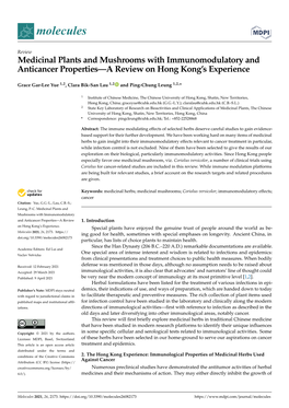 Medicinal Plants and Mushrooms with Immunomodulatory and Anticancer Properties—A Review on Hong Kong’S Experience
