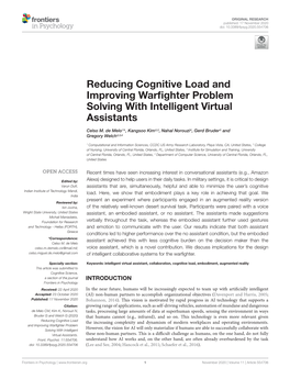Reducing Cognitive Load and Improving Warfighter Problem