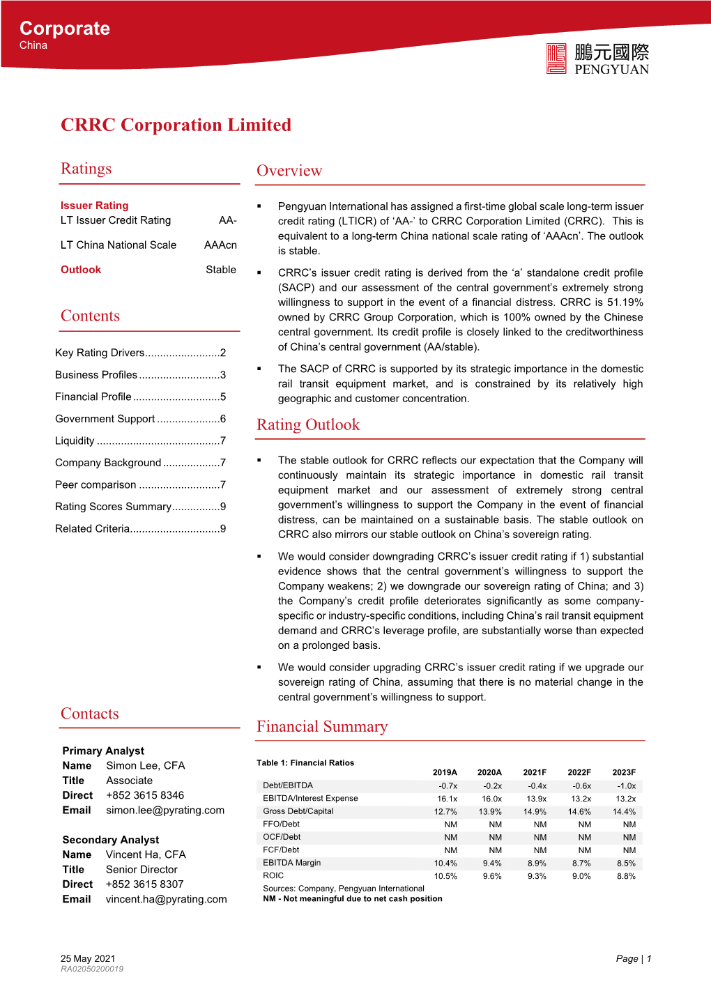 Pengyuan Credit Rating (Hong Kong) Co.,Ltd