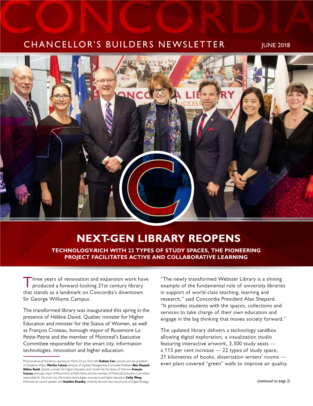 2018 Summer Chancellor's Builders Newsletter