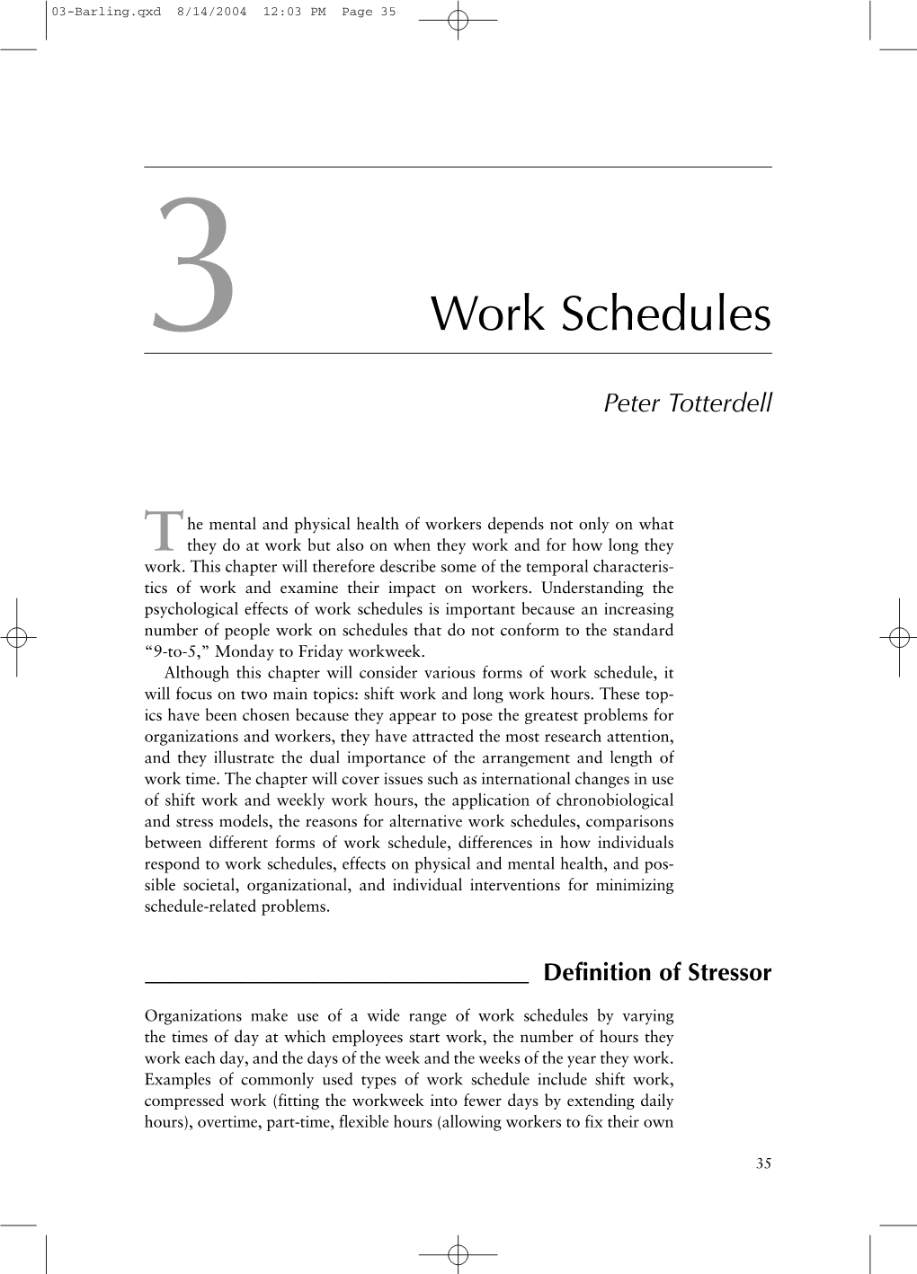 3 Work Schedules Peter Totterdell