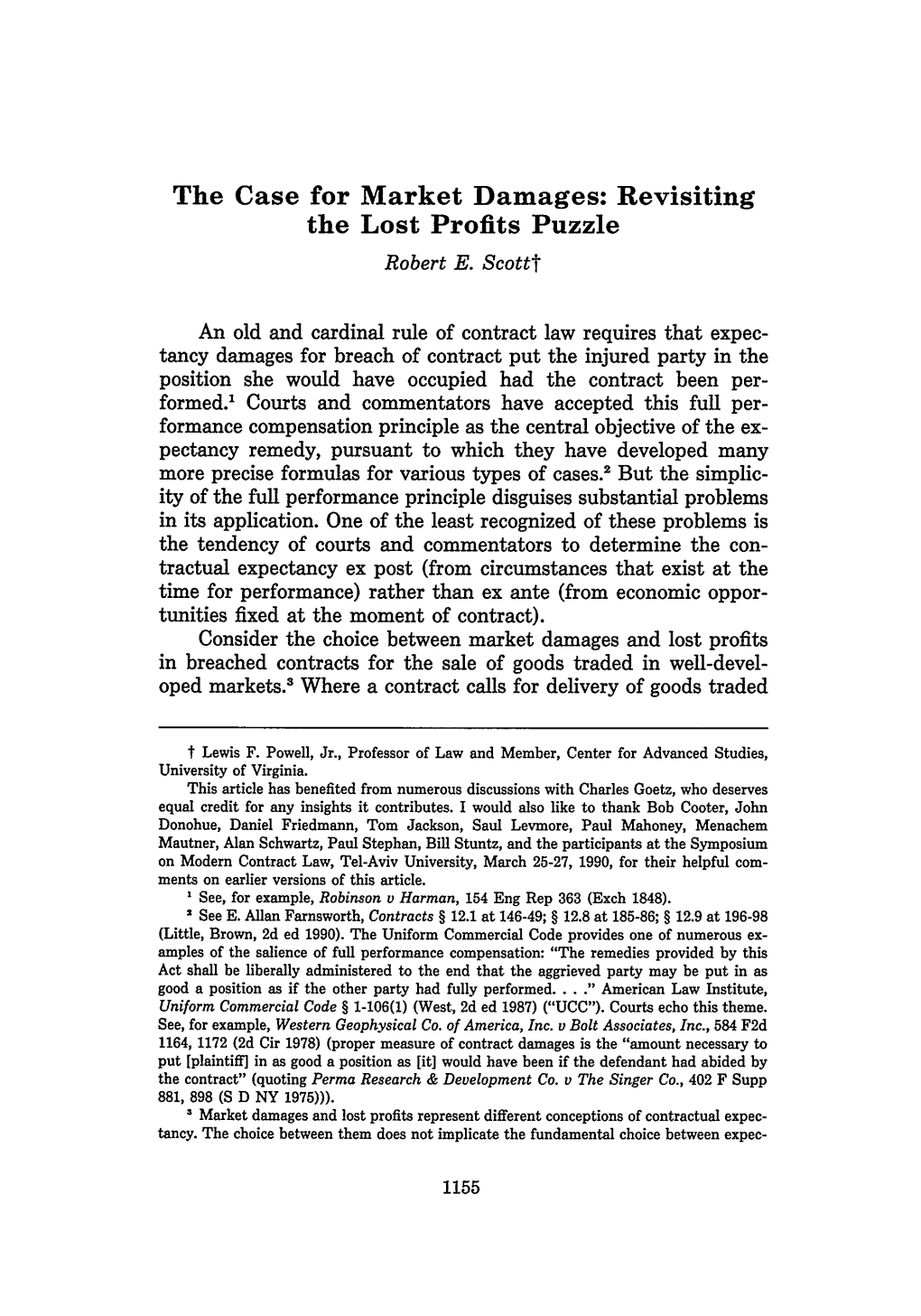 The Case for Market Damages: Revisiting the Lost Profits Puzzle Robert E