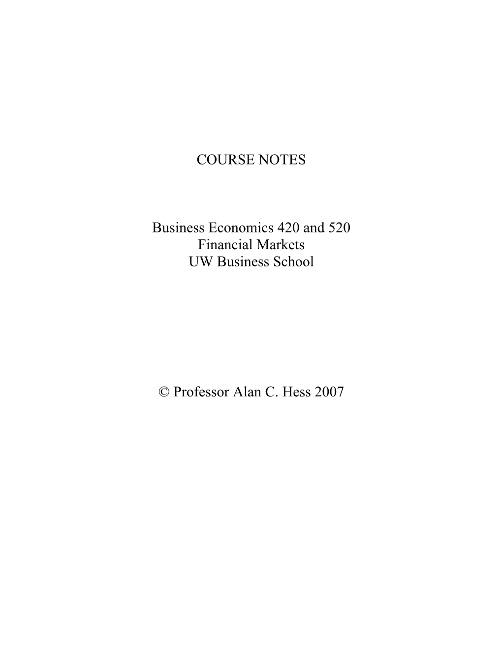 Business Economics 420 and 520