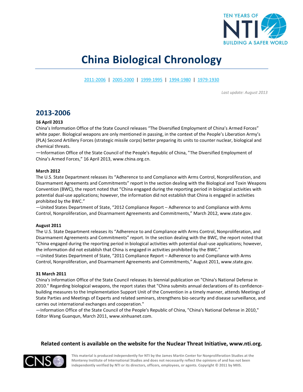 China Biological Chronology