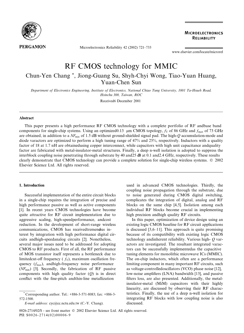 RF CMOS Technology for MMIC