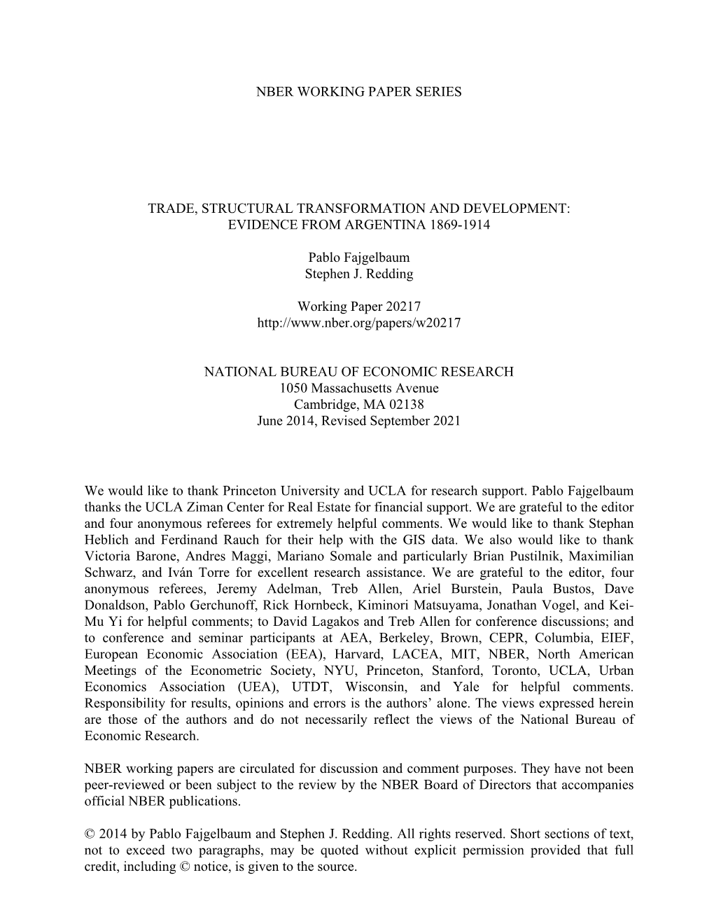 Trade, Structural Transformation and Development: Evidence from Argentina 1869-1914