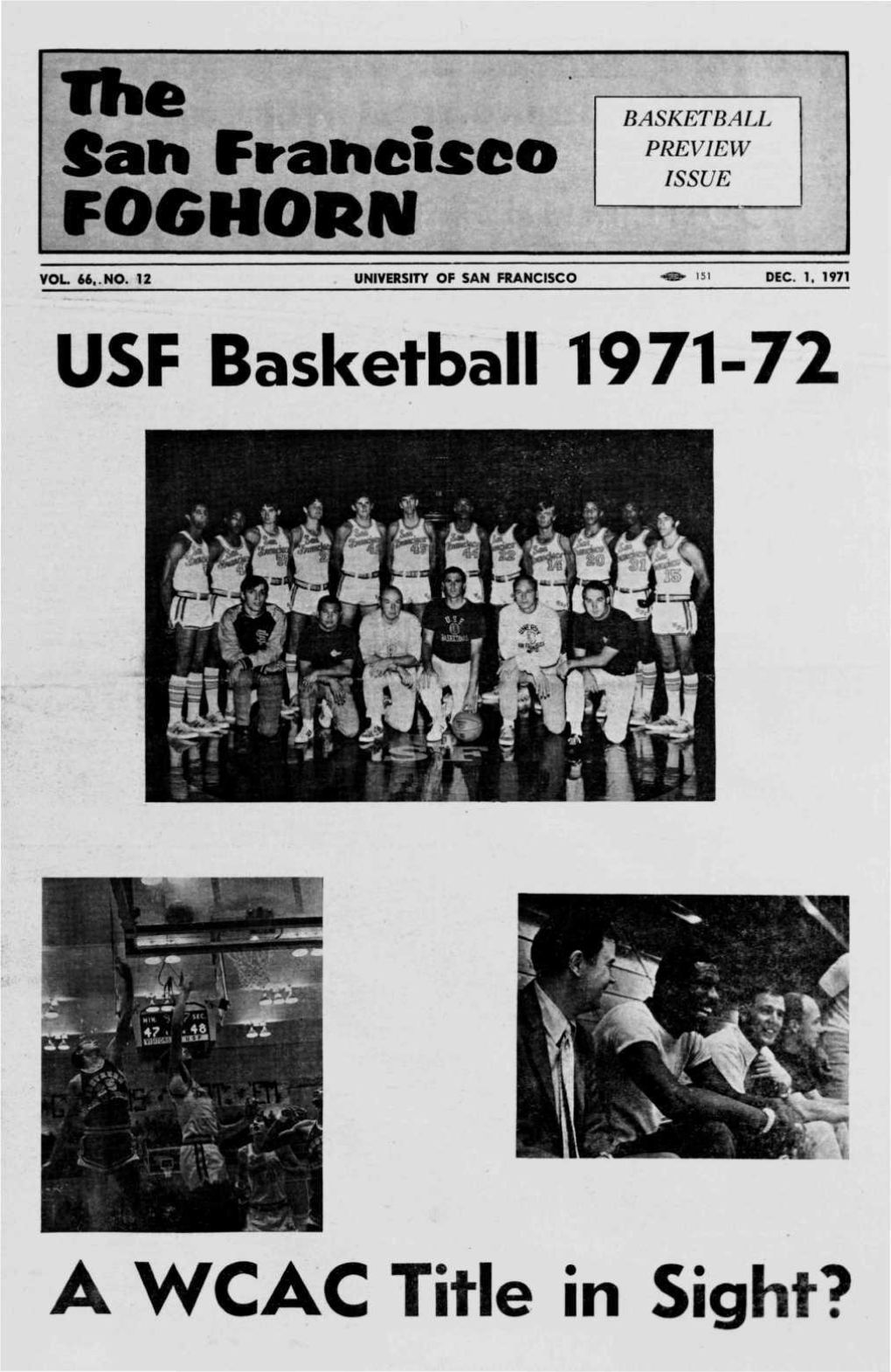 USF Basketball 1971-72 a WCAC Title In
