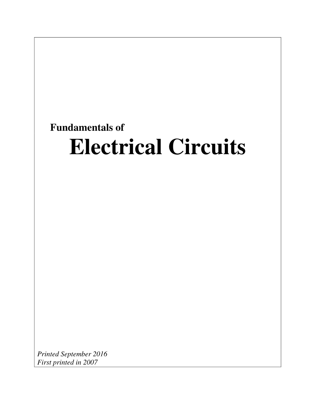 Fundamentals of Electrical Circuits