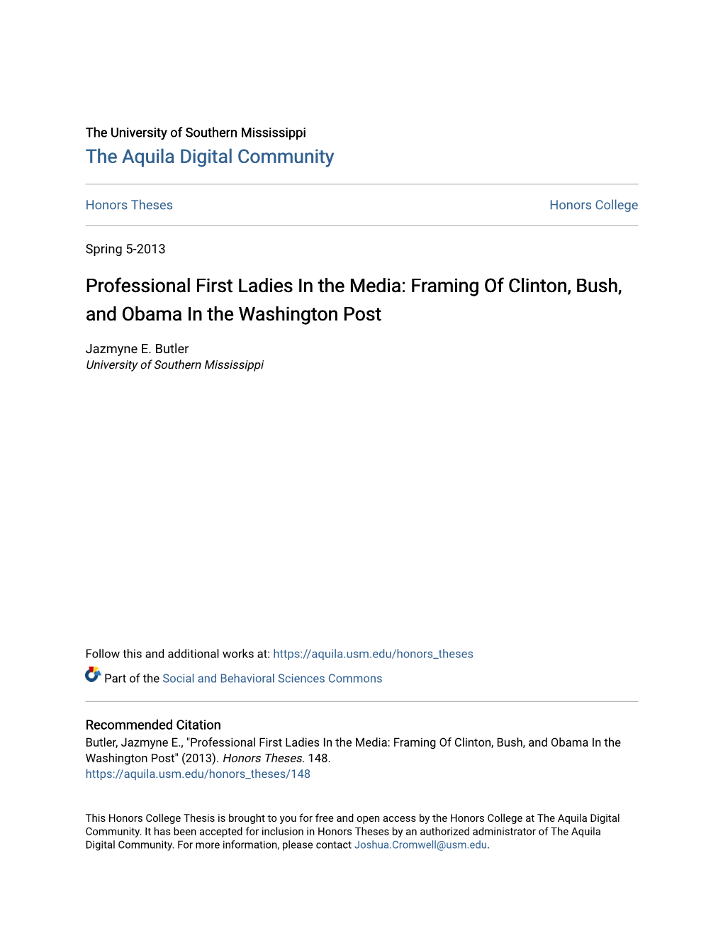 Professional First Ladies in the Media: Framing of Clinton, Bush, and Obama in the Washington Post