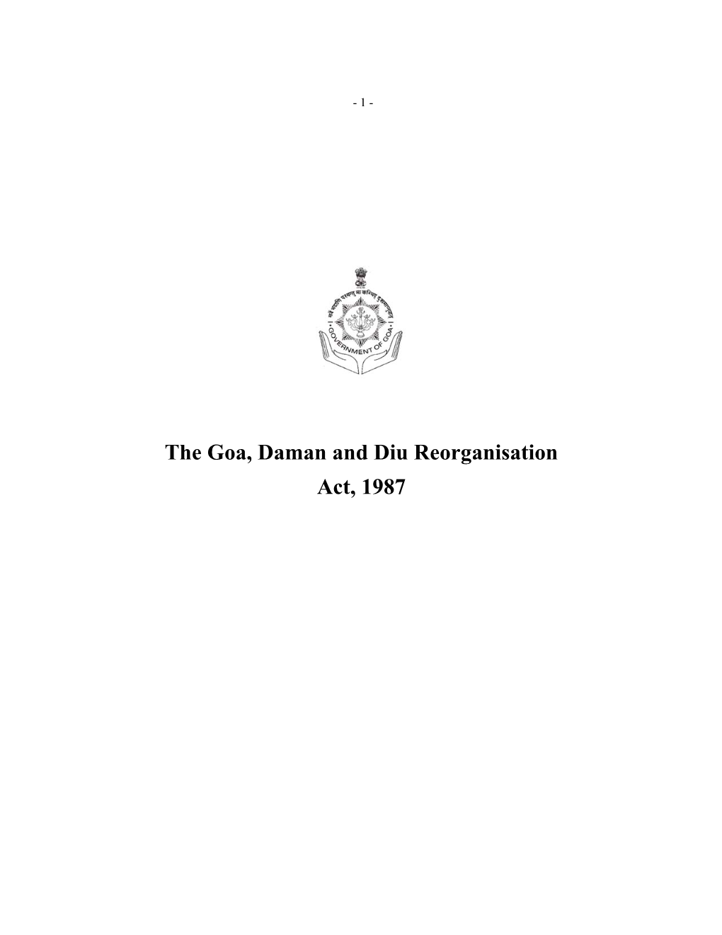 The Goa, Daman and Diu Reorganisation Act, 1987