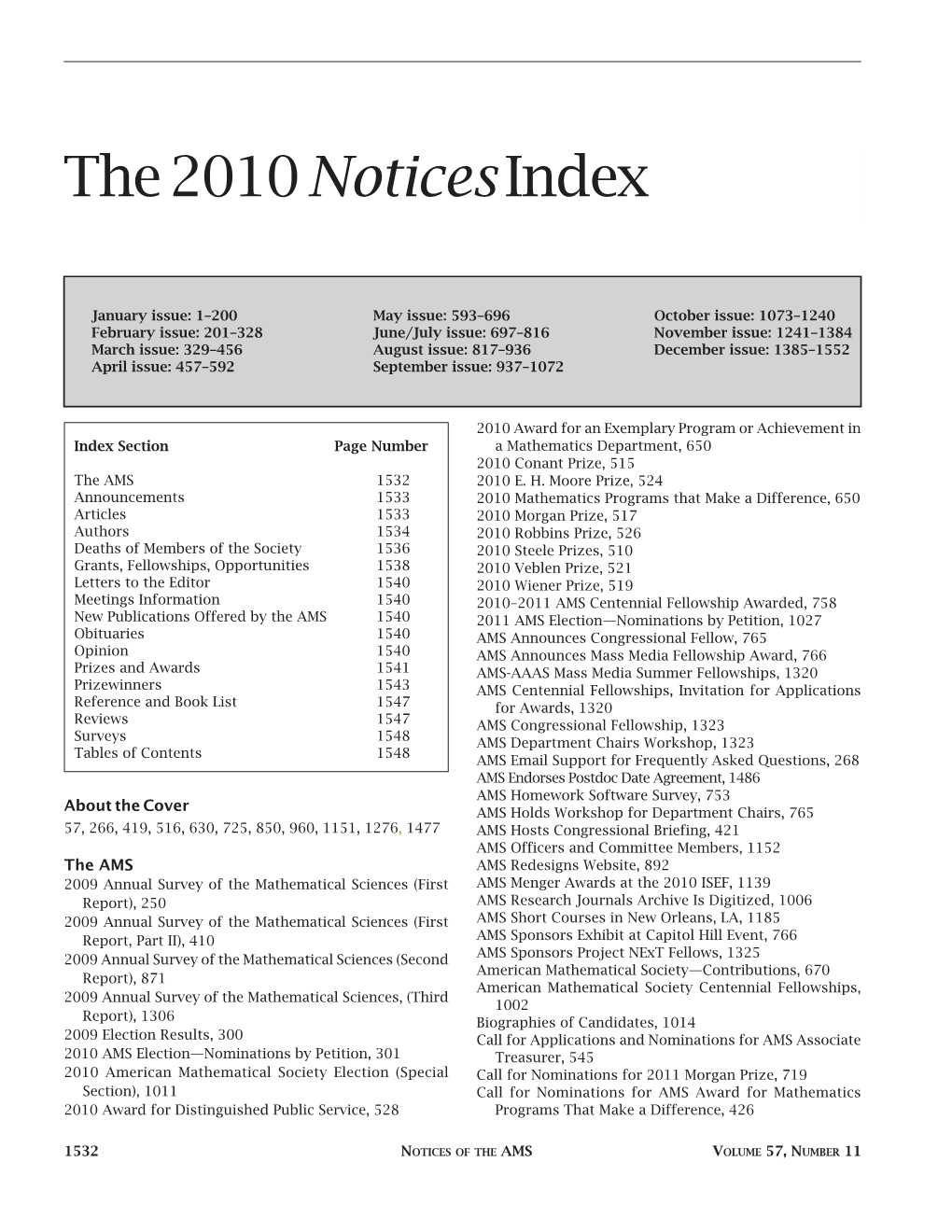 The 2010 Noticesindex