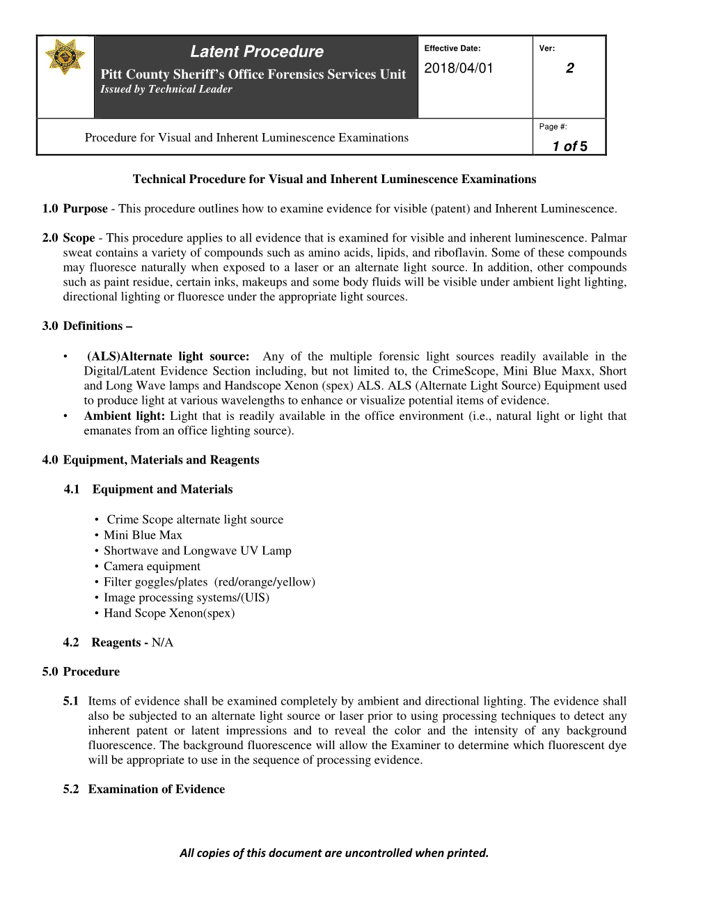 Inherent Luminescence Examinations 1 of 5