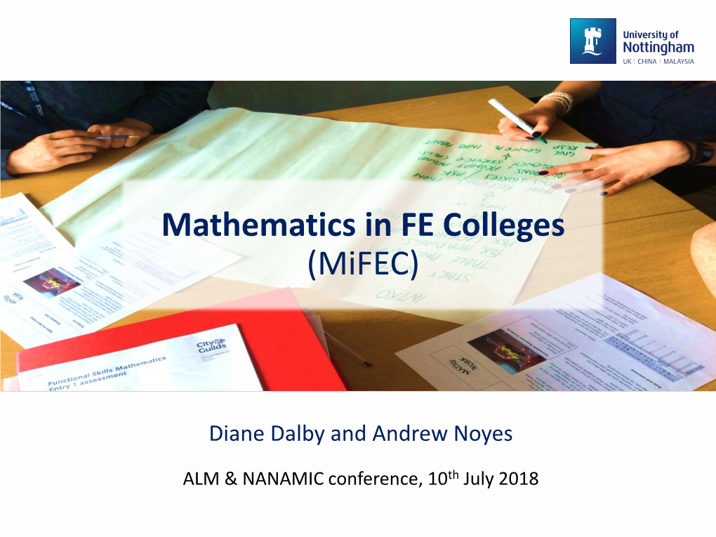 Mathematics in FE Colleges (Mifec)