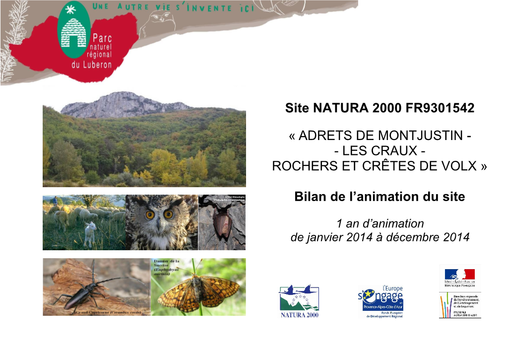 Site Natura 2000 FR9301542 « Adrets De Montjustin - Les Craux - Rochers Et Crêtes De Volx »