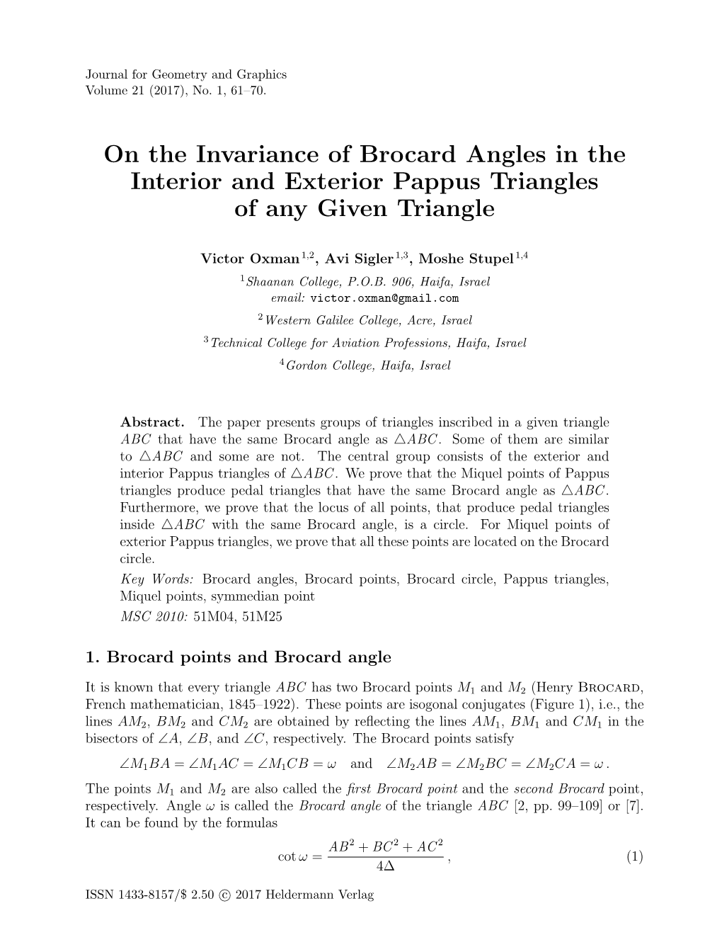 On the Invariance of Brocard Angles in the Interior and Exterior Pappus Triangles of Any Given Triangle