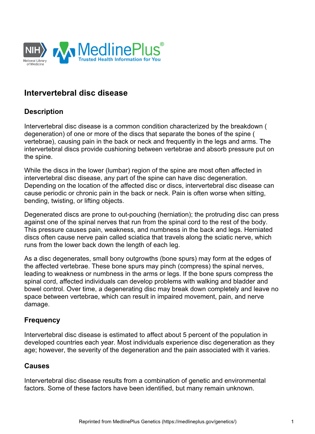 Intervertebral Disc Disease