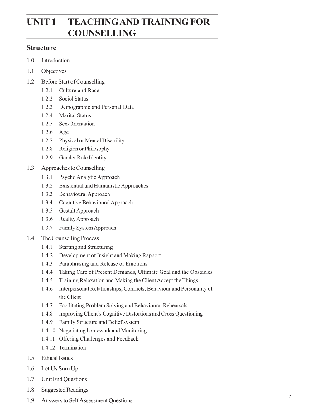 Unit 1 Teaching and Training for Counselling