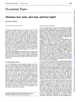 Abortion: How Early, How Late, and How Legal?