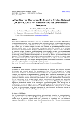 A Case Study on Blowout and Its Control in Krishna-Godavari (KG) Basin, East Coast of India: Safety and Environmental Perspective