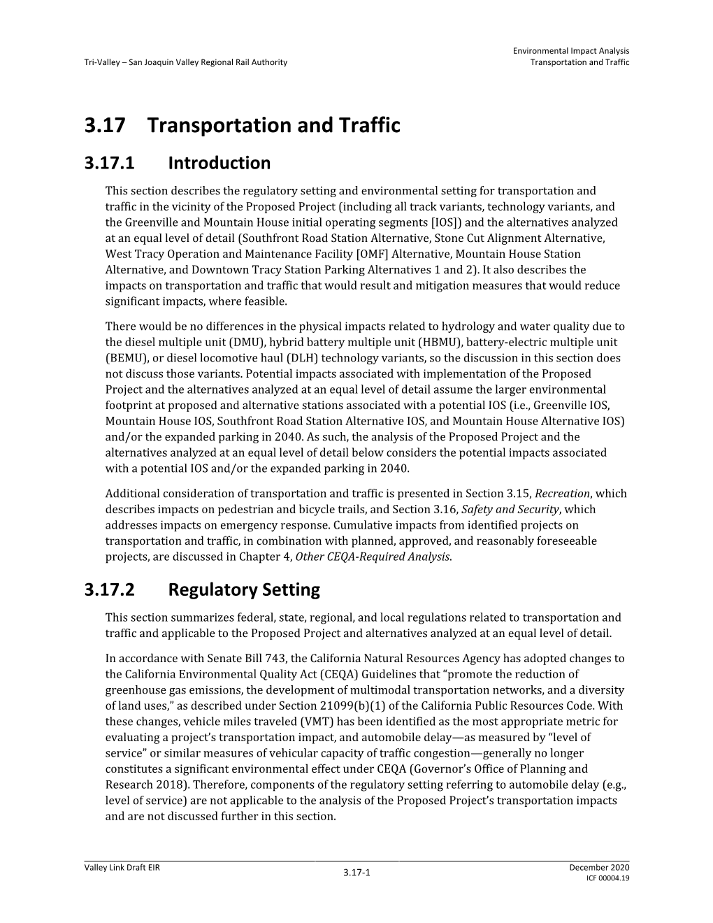 3.17 Transportation and Traffic