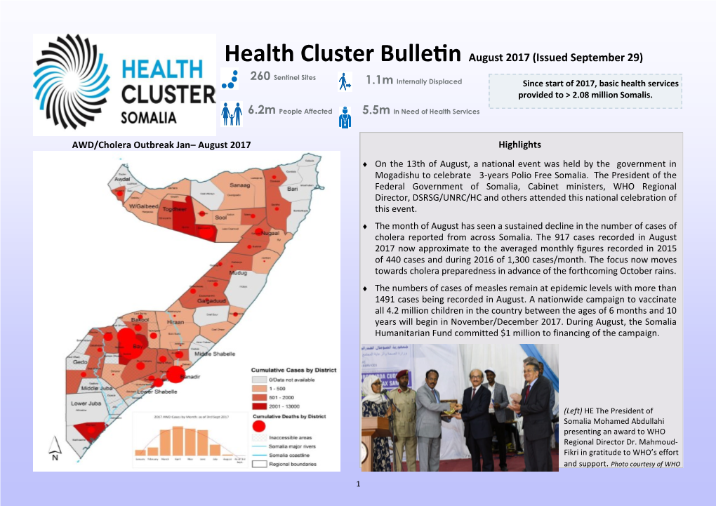Health Cluster Bulletin August 2017 (Issued September