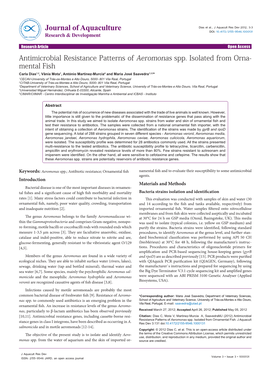 Antimicrobial Resistance Patterns of Aeromonas Spp. Isolated From