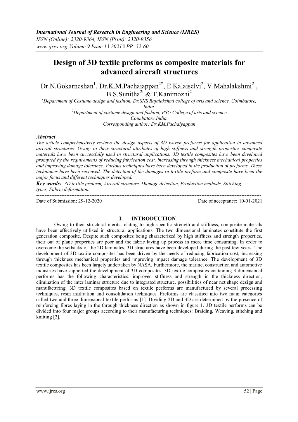 Design of 3D Textile Preforms As Composite Materials for Advanced Aircraft Structures