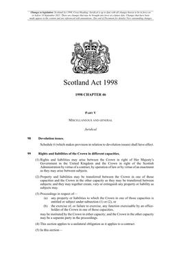 Scotland Act 1998, Cross Heading: Juridical Is up to Date with All Changes Known to Be in Force on Or Before 16 September 2021
