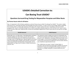 USADA's Detailed Correction To: Can Boxing Trust USADA?