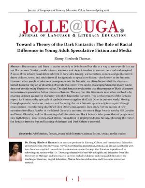 Toward a Theory of the Dark Fantastic: the Role of Racial Difference in Young Adult Speculative Fiction and Media
