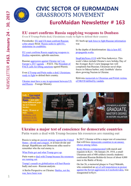 Euromaidan Newsletter # 163 CIVIC SECTOR of EUROMAIDAN