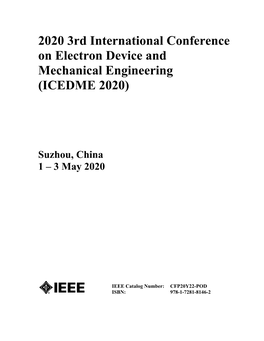 2020 3Rd International Conference on Electron Device and Mechanical Engineering