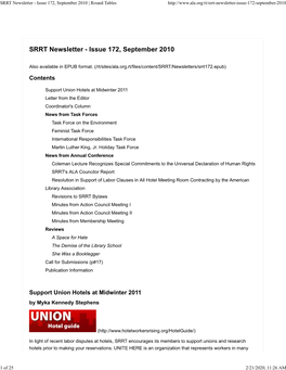 SRRT Newsletter - Issue 172, September 2010 | Round Tables