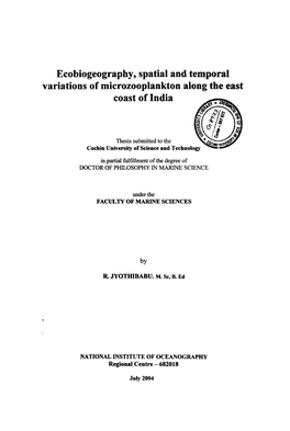 Microzooplankton Along the East Coast of India