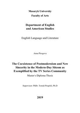 Department of English and American Studies the Coexistence Of